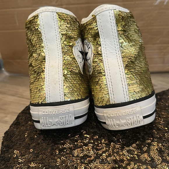 Converse Gold Sequin High-Tops Were massive 6.5 - Picture 3 of 6